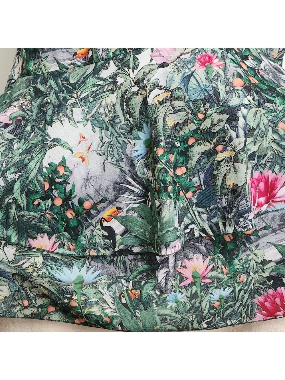 H&M Conscious Collection Green Tropical Print Floor Length Dress Size 10 - Picture 5 of 14